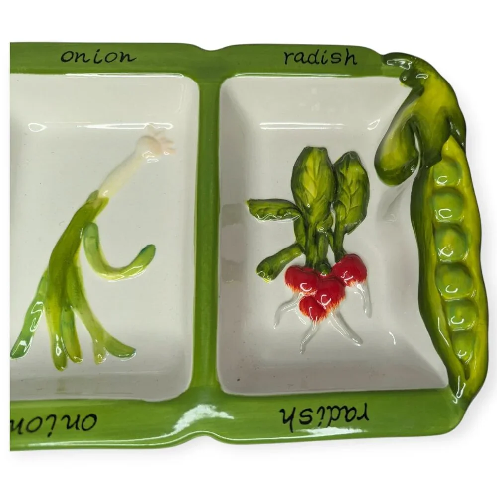 Certified International Judy Phipps Ceramic 4 Compartment Vegetable Platter